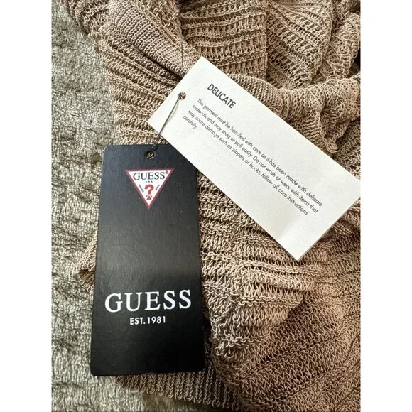 Guess Halter Top Womens Size L Champagne Color SL Rhea Cowl Neck Milk Tea - Picture 14 of 16